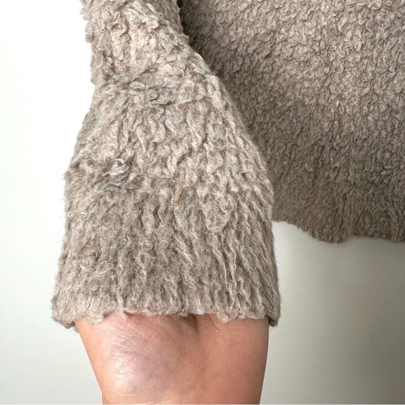 Maeve Anthropologie Fluffy Taupe Merino Wool Blend Oversized Cropped Sweater - Picture 8 of 12